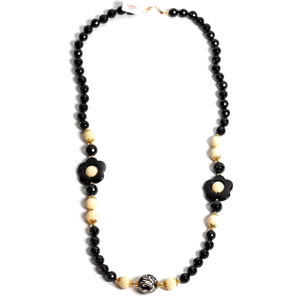 Collana Stromboli in pietre dure onice e perle in ceramica di Caltagirone