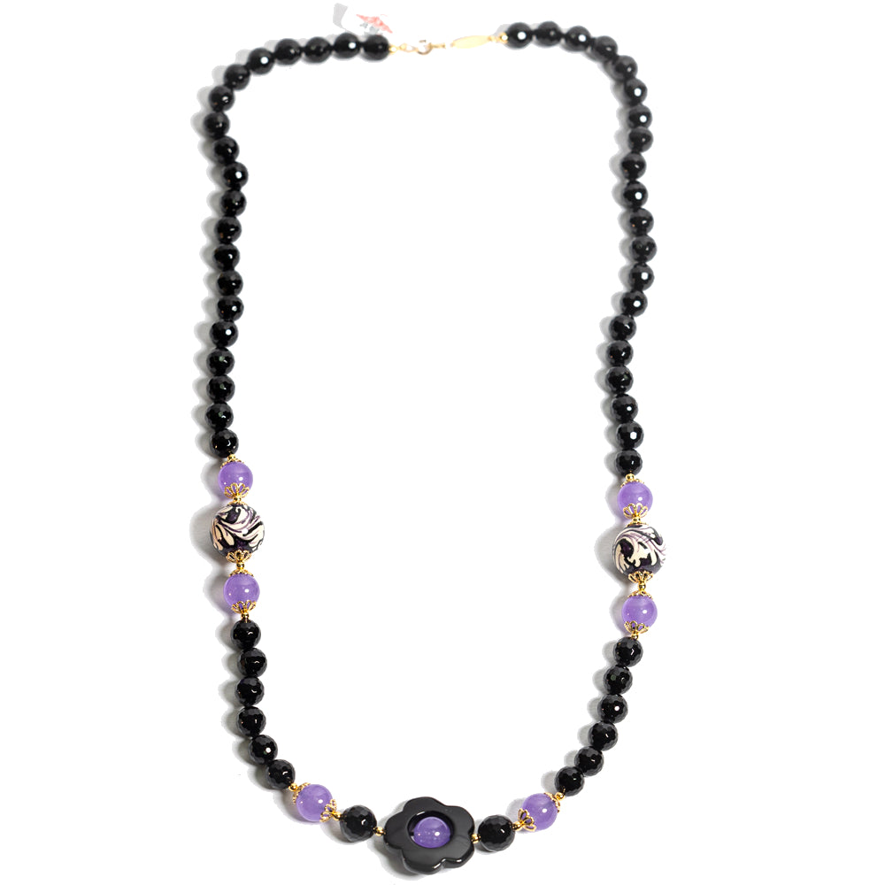 Collana Strombolicchio in onice e perle in ceramica di Caltagirone