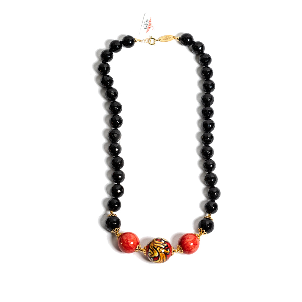 Collana Trapani in pietre dure onice e perle in ceramica di Caltagirone