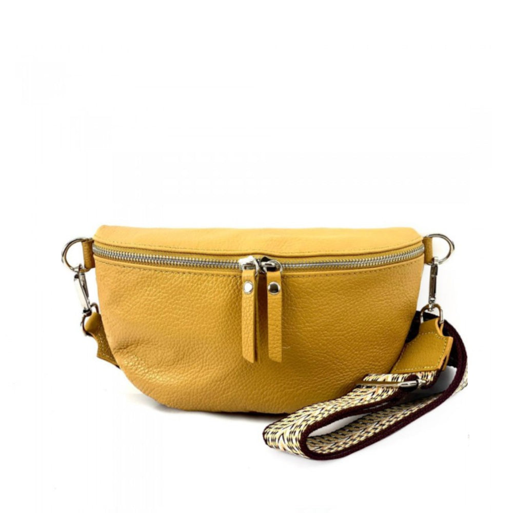 Marsupio donna giallo con cinghie in pelle 25x15 cm Outdoor