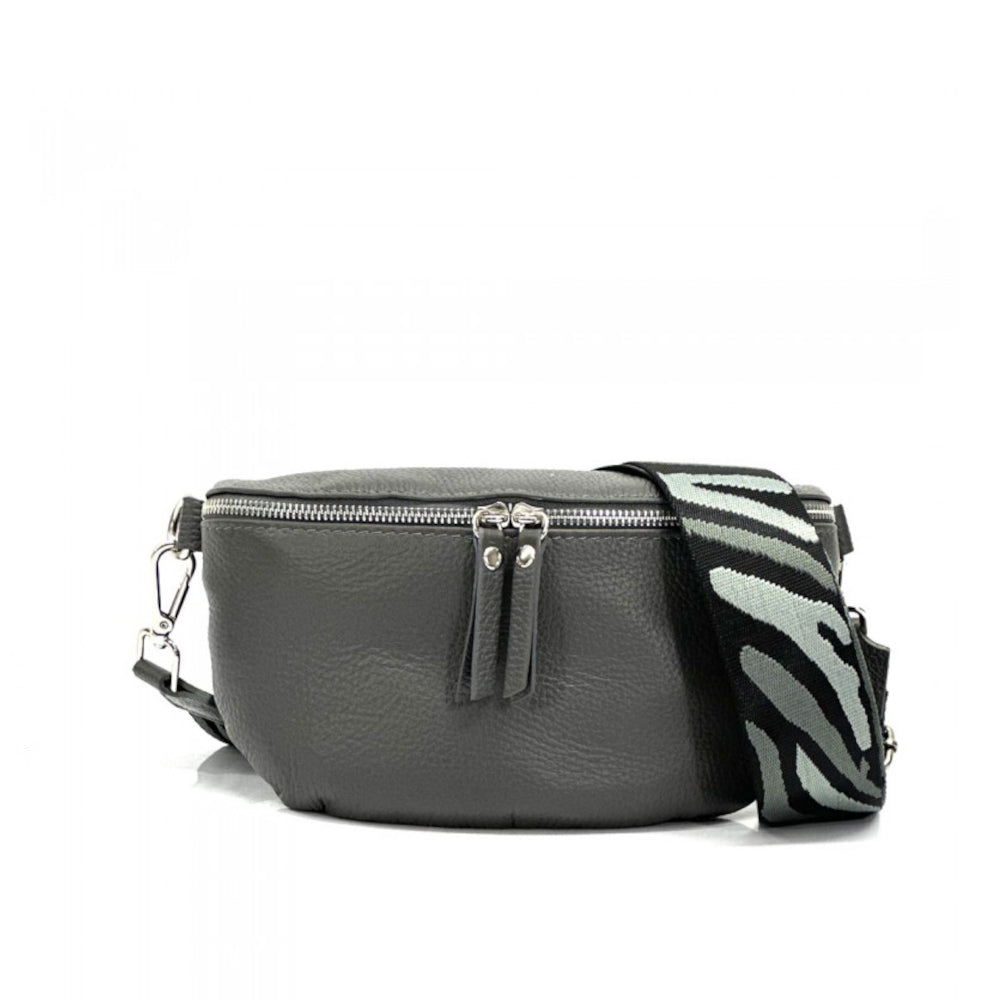 Marsupio donna grigio scuro con cinghie in pelle 25x15 cm Outdoor