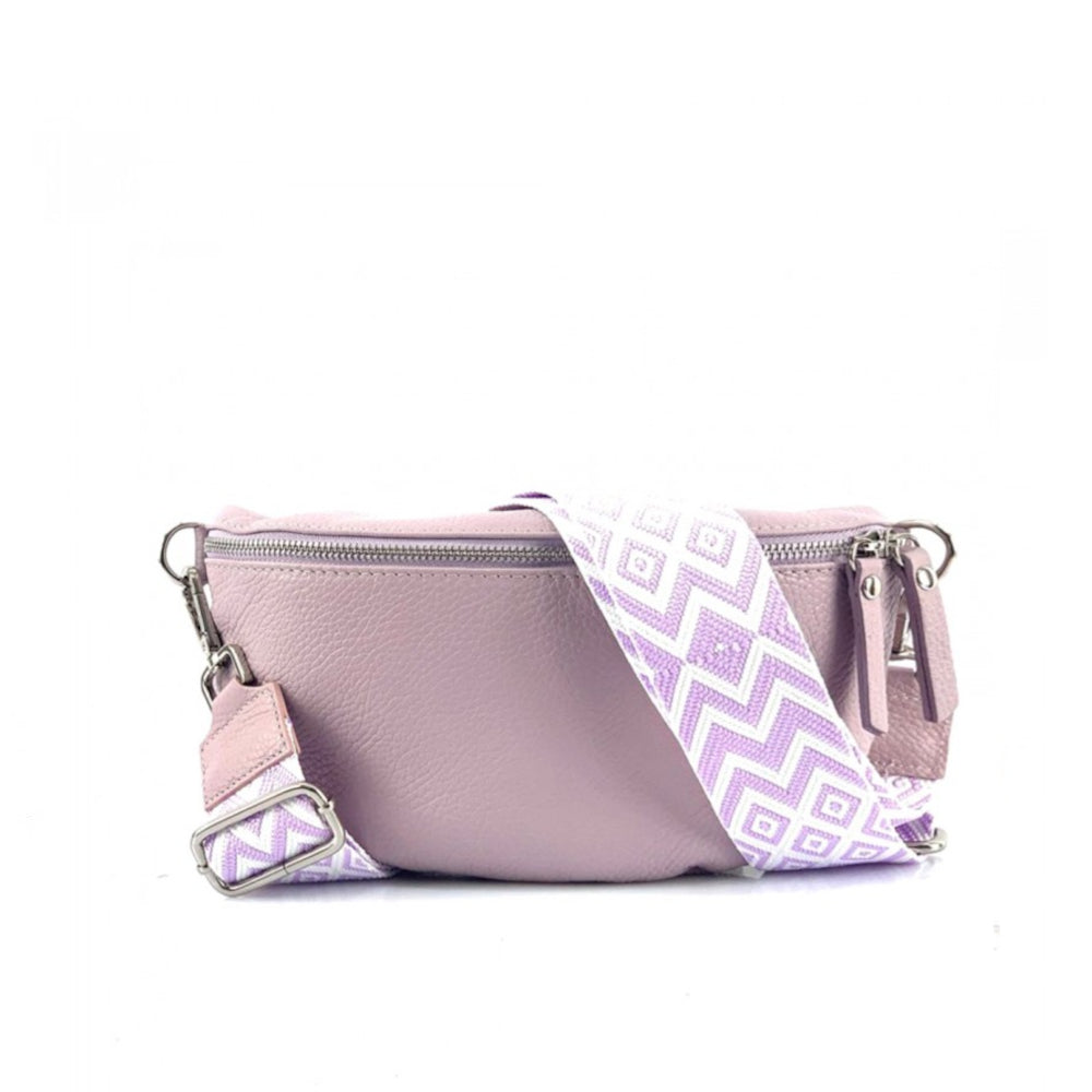 Marsupio donna lilla con cinghie in pelle 25x15 cm Outdoor