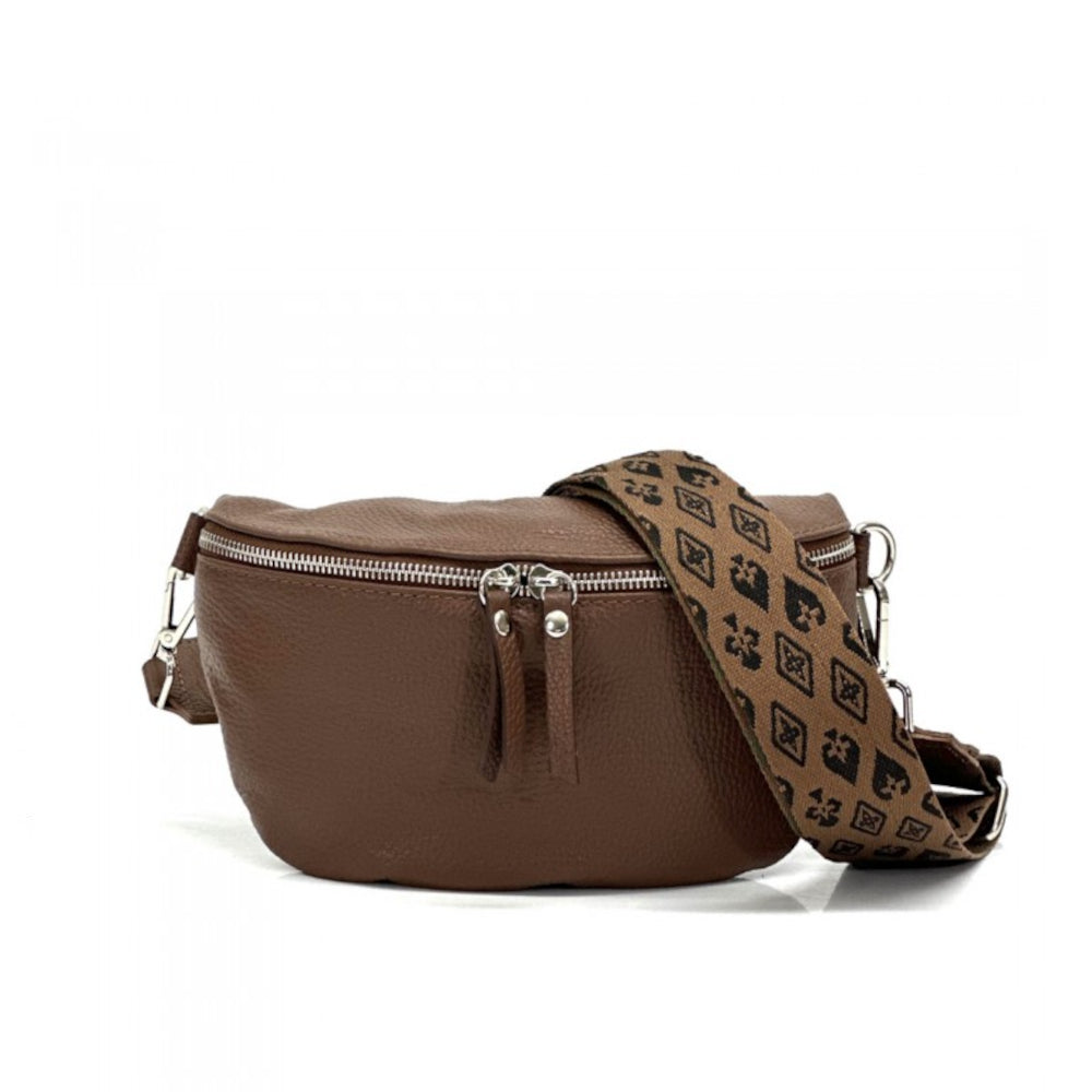 Marsupio donna marrone con cinghie in pelle 25x15 cm Outdoor