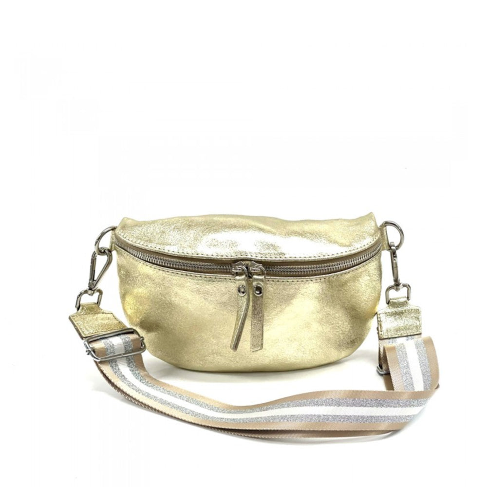 Marsupio donna oro con cinghie in pelle 25x15 cm Outdoor