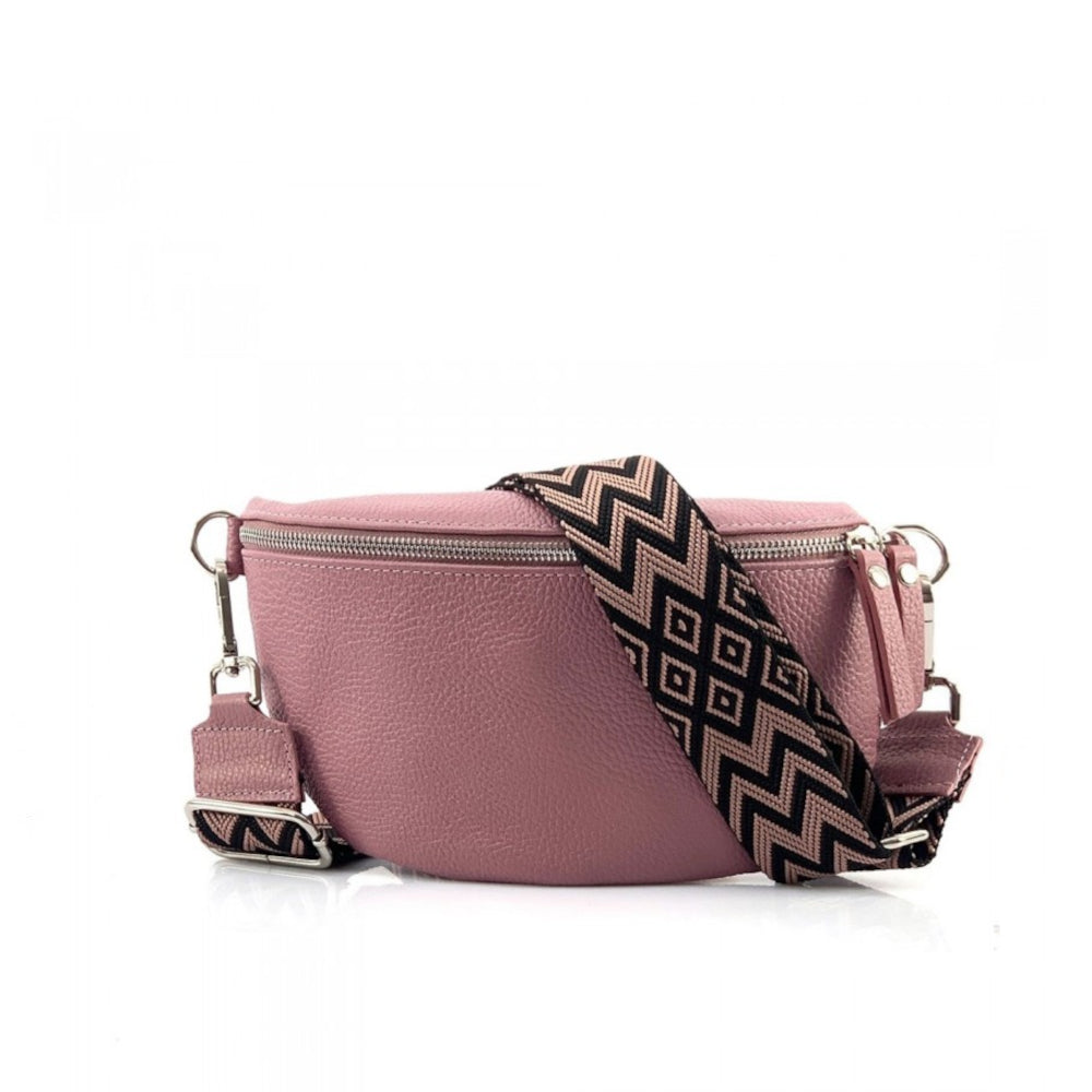 Marsupio donna rosa antico con cinghie in pelle 25x15 cm Outdoor