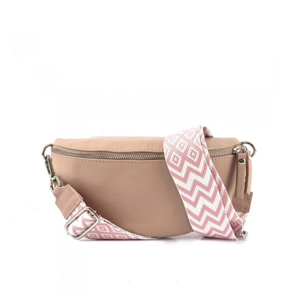 Marsupio donna rosa con cinghie in pelle 25x15 cm Outdoor