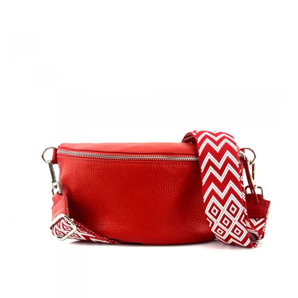 Marsupio donna rosso chiaro con cinghie in pelle 25x15 cm Outdoor