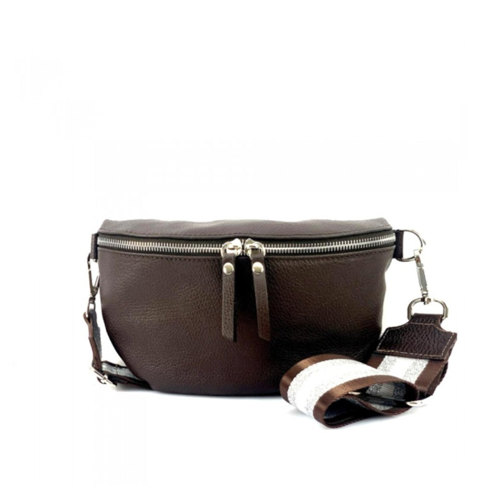 Marsupio donna testa di moro con cinghie in pelle 25x15 cm Outdoor