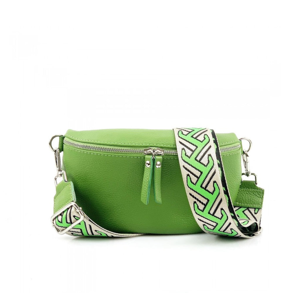 Marsupio donna verde avocado con cinghie in pelle 25x15 cm Outdoor