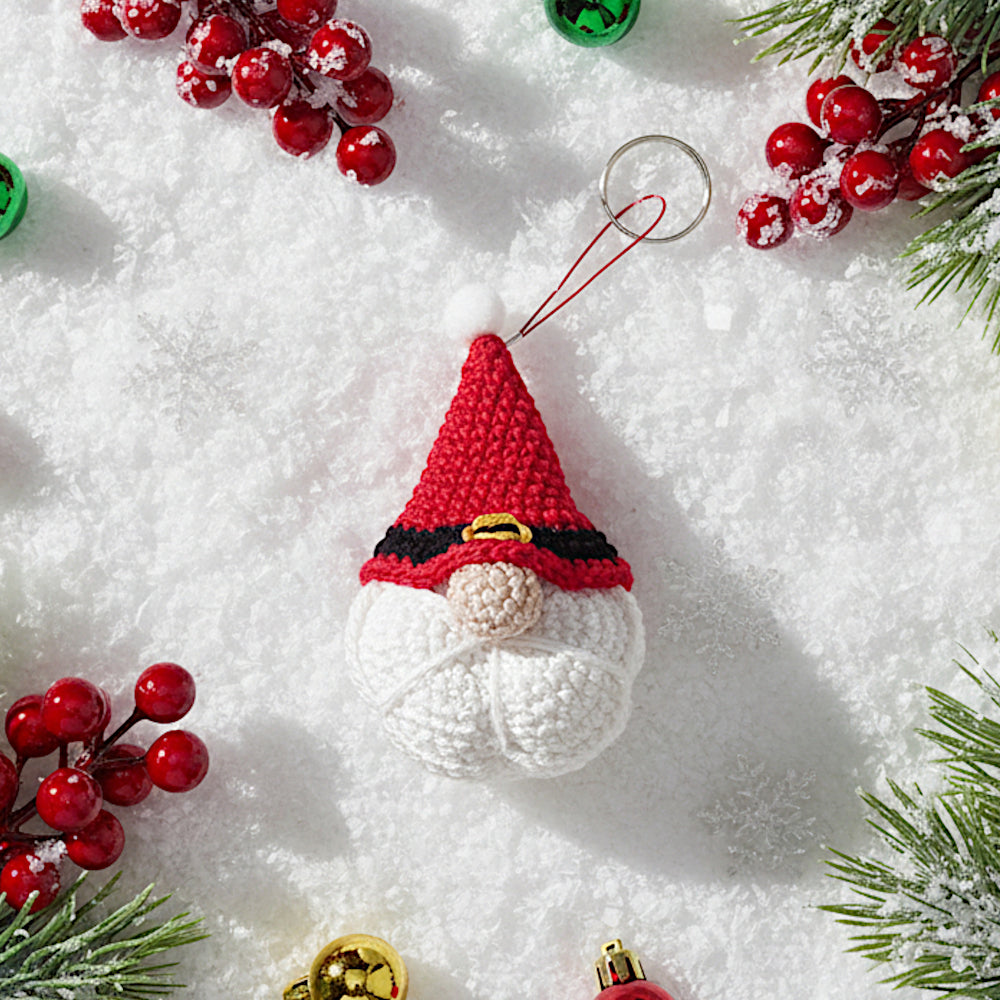 Portachiavi Gnomo Babbo Natale ad uncinetto 7x12 cm