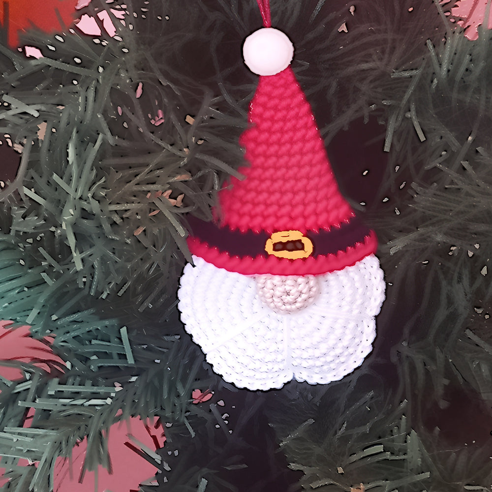 Portachiavi Gnomo Babbo Natale ad uncinetto 7x12 cm