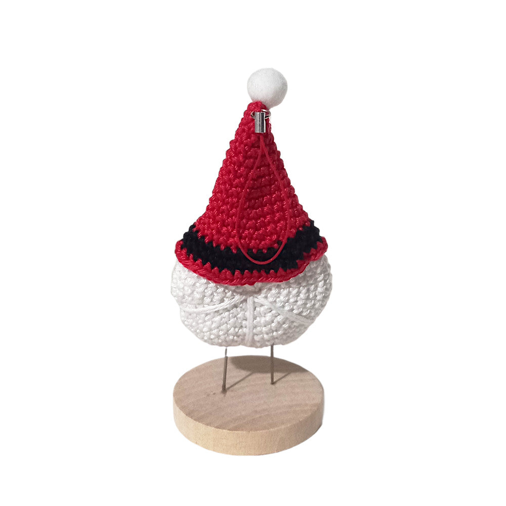 Portachiavi Gnomo Babbo Natale ad uncinetto 7x12 cm