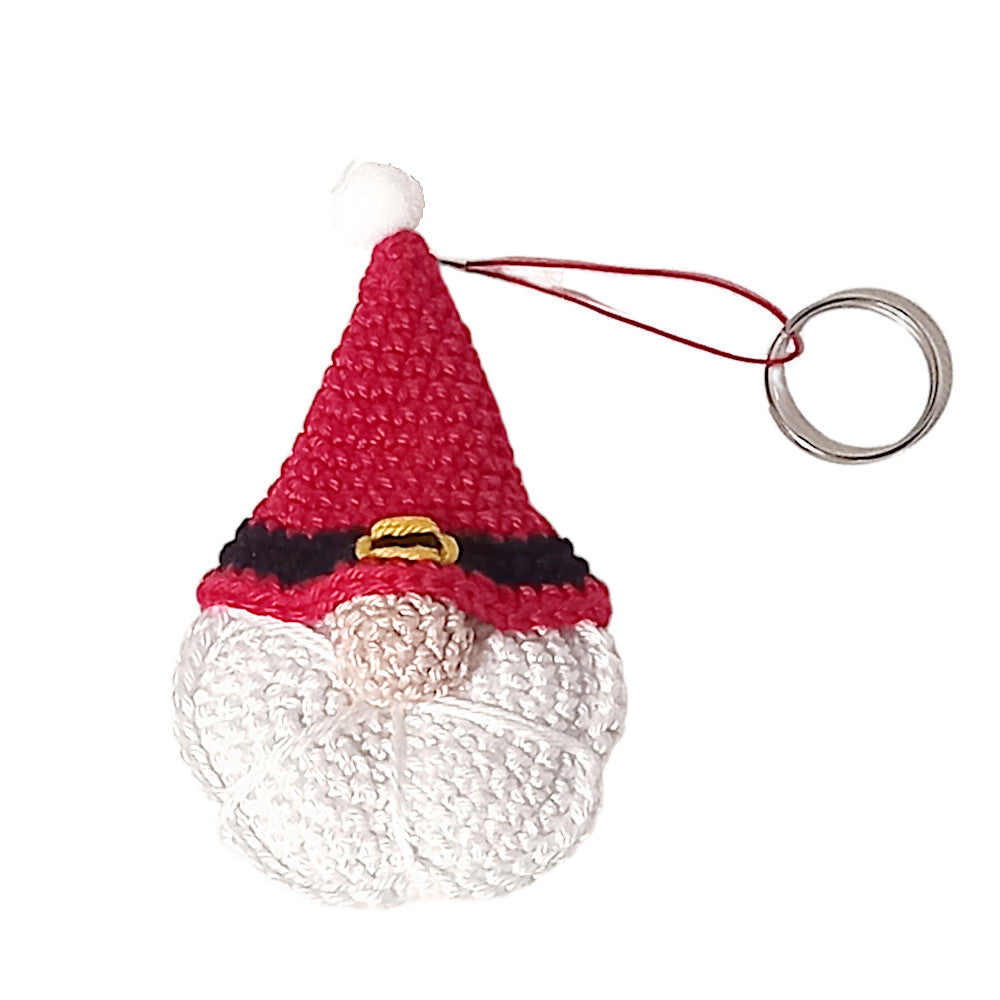Portachiavi Gnomo Babbo Natale ad uncinetto 7x12 cm