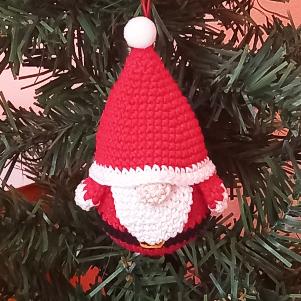 Portachiavi amigurumi Babbo di Natale ad uncinetto 9 cm