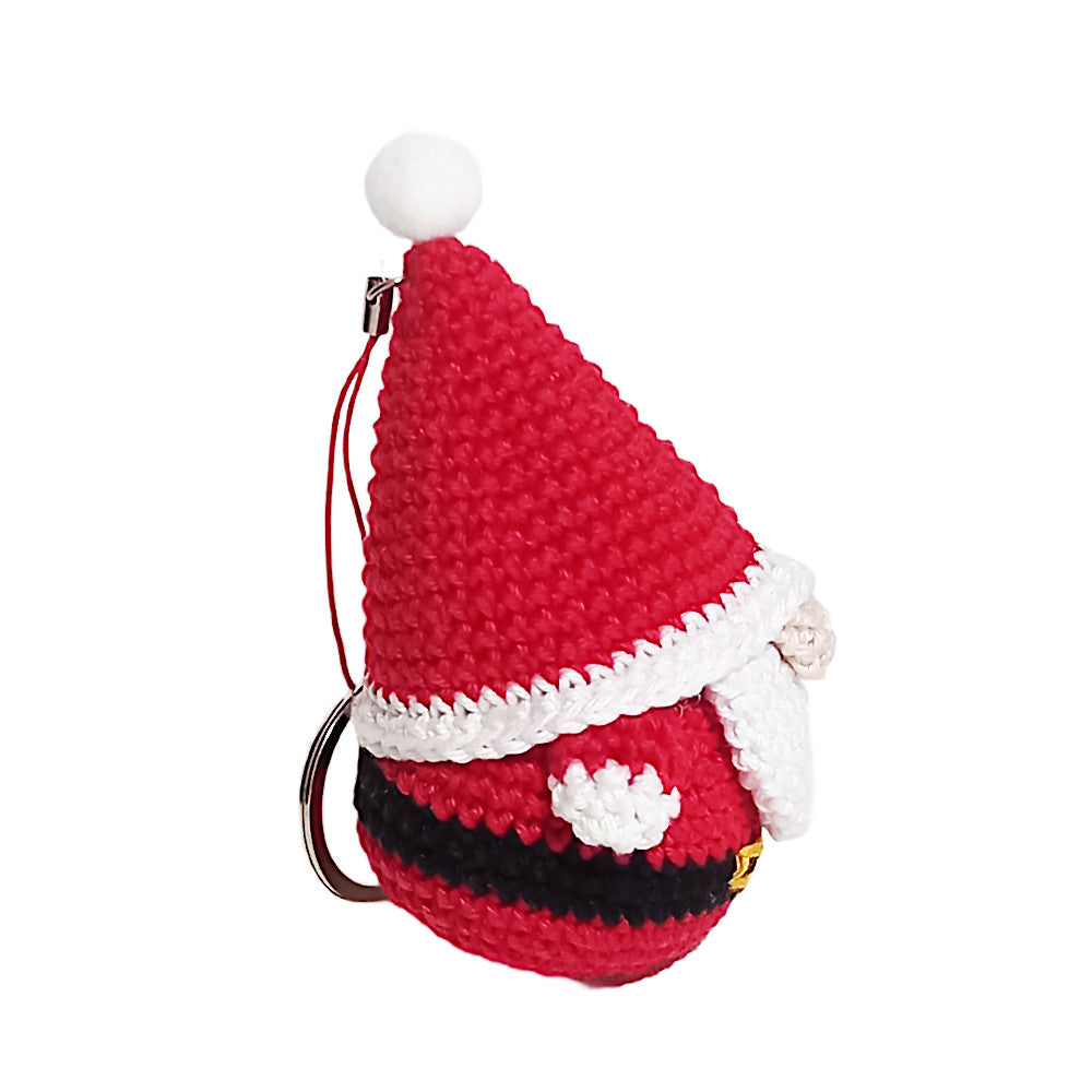 Portachiavi amigurumi Babbo di Natale ad uncinetto 9 cm
