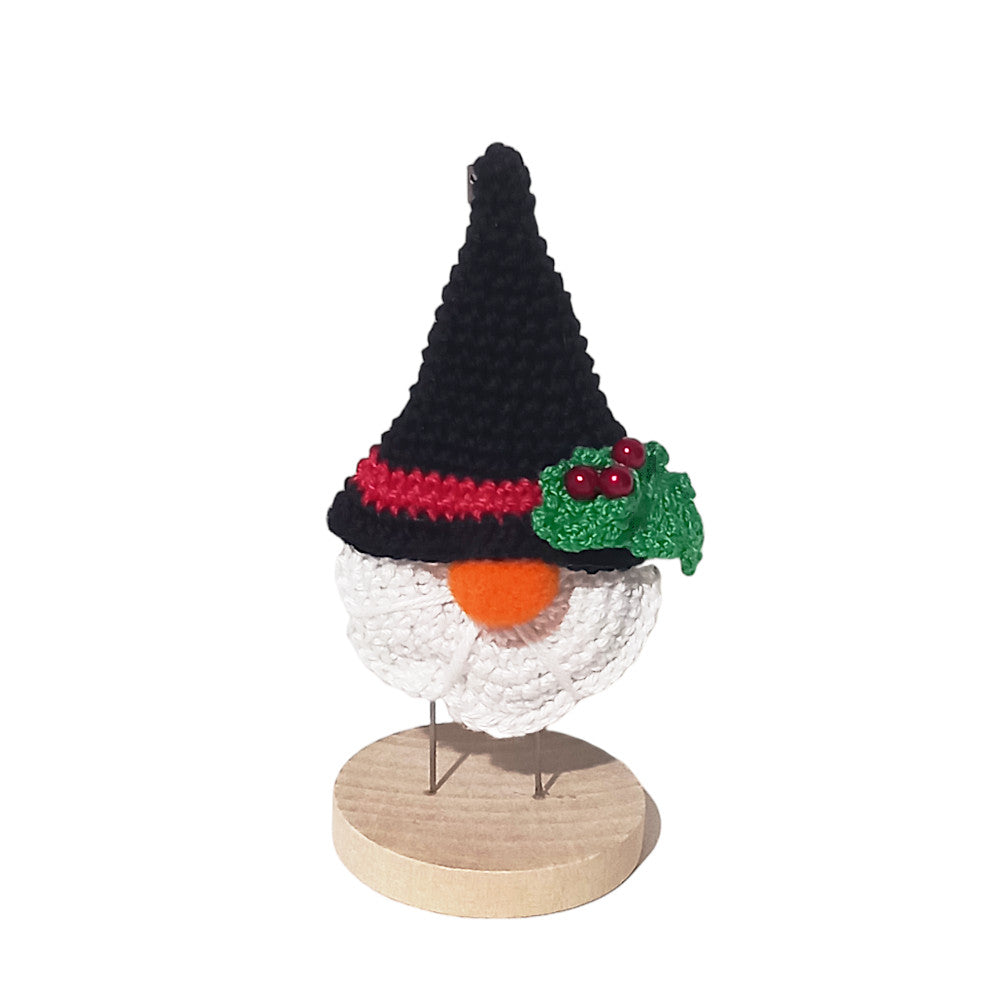 Portachiavi di Natale Gnomo Pupazzo di neve ad uncinetto 7x11 cm