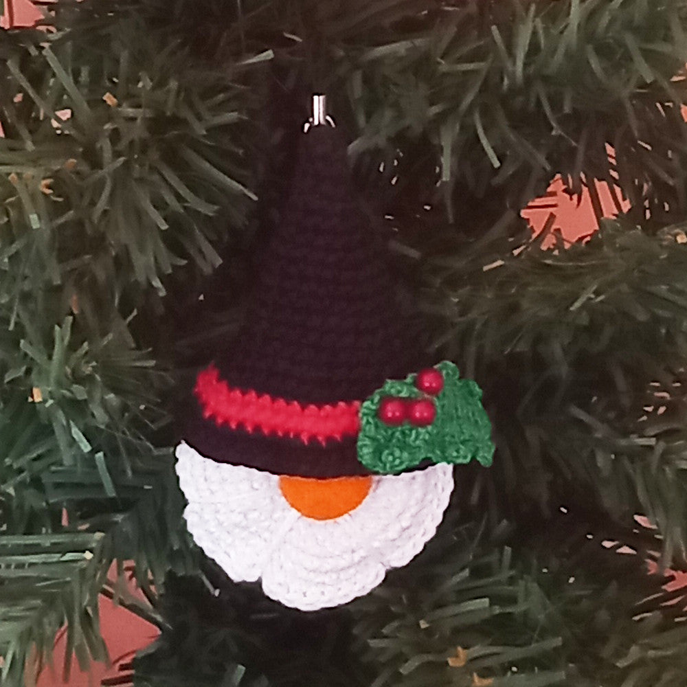 Portachiavi di Natale Gnomo Pupazzo di neve ad uncinetto 7x11 cm