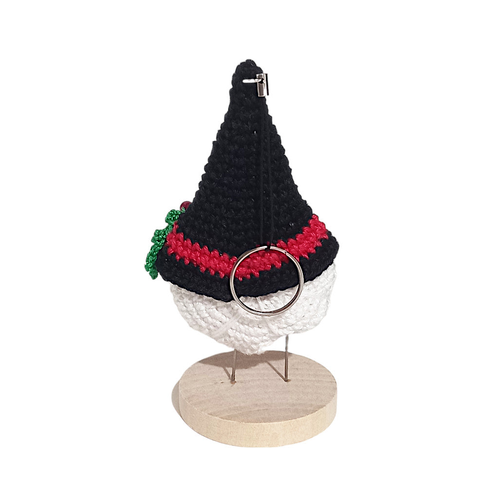 Portachiavi di Natale Gnomo Pupazzo di neve ad uncinetto 7x11 cm