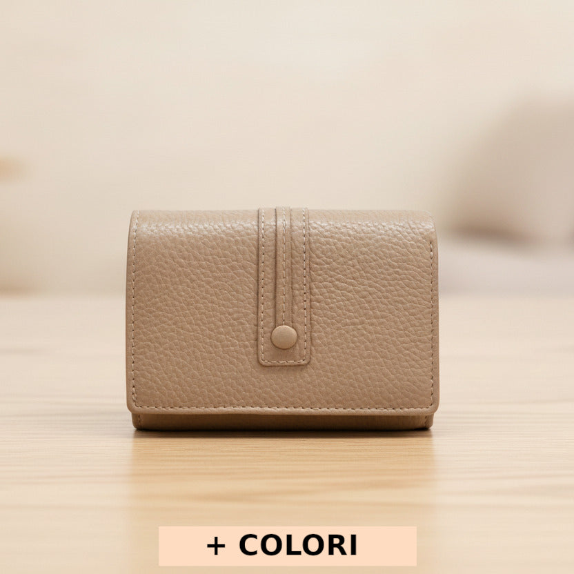 Portafoglio da donna Rosa in vera pelle 12.5x10.5 cm - Tris