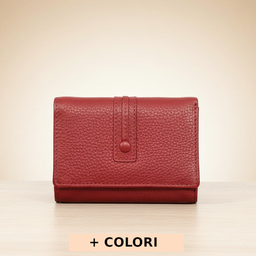 Portafoglio da donna Rosso Chiaro in vera pelle 12.2x9 cm - Jessa