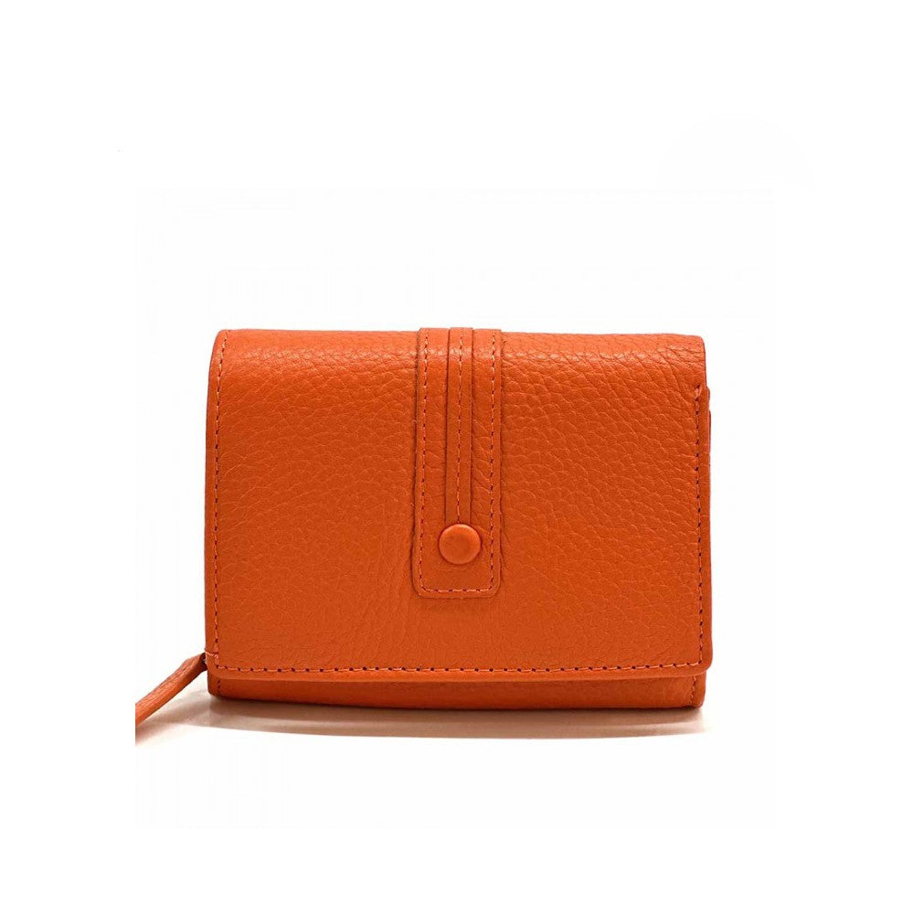 Portafoglio da donna arancione in pelle 12.5x10.5 cm - Tris