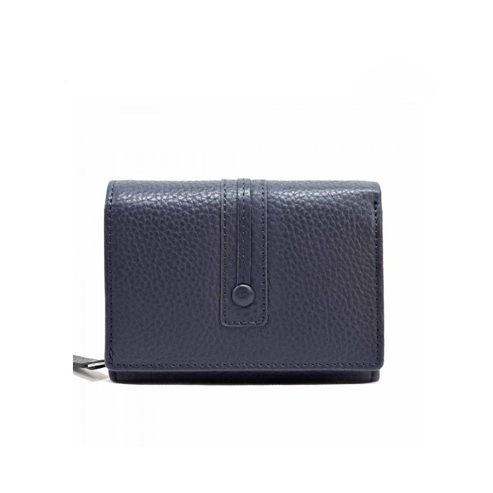 Portafoglio da donna blu scuro in pelle 12.5x10.5 cm - Tris