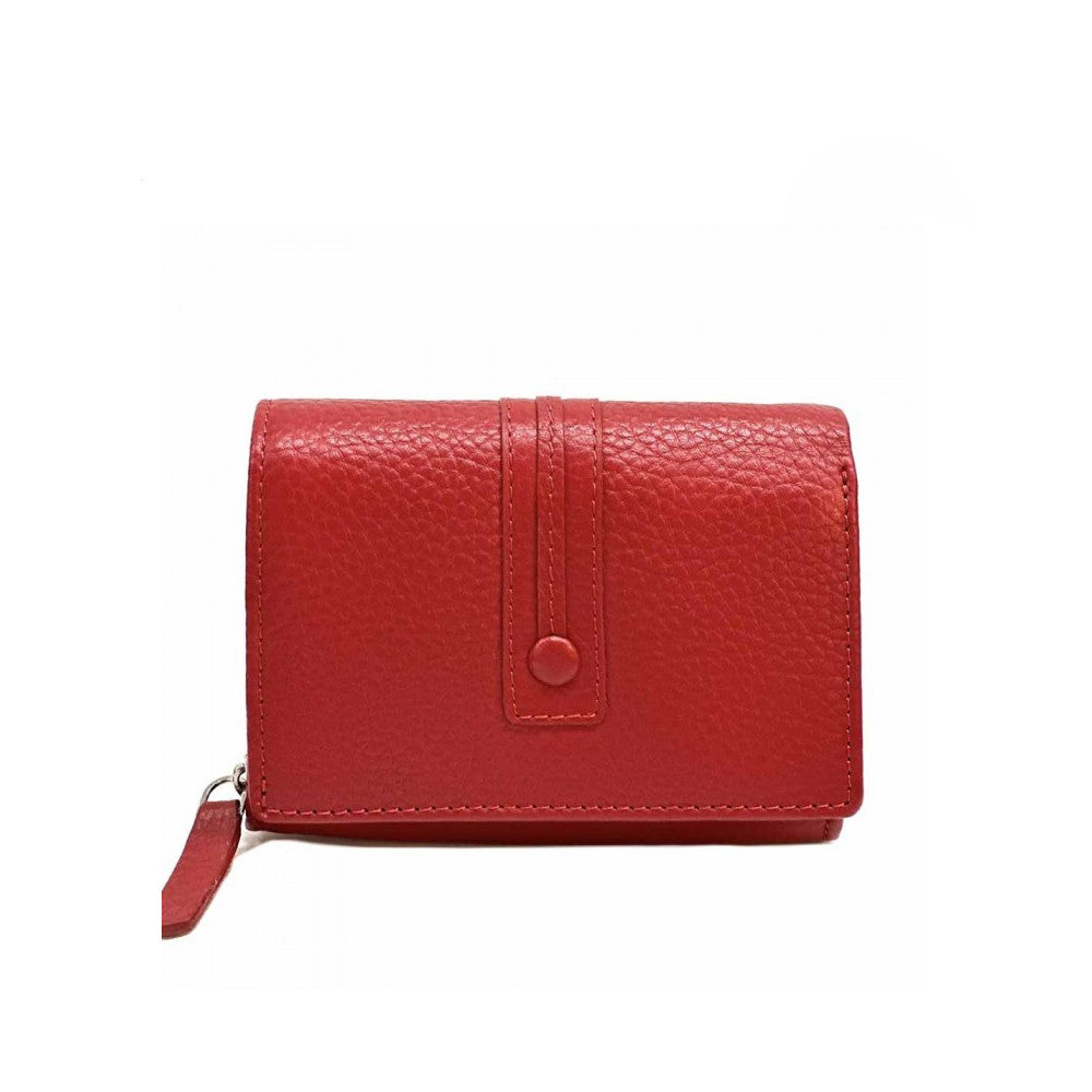 Portafoglio da donna rosso chiaro in pelle 12.5x10.5 cm - Tris