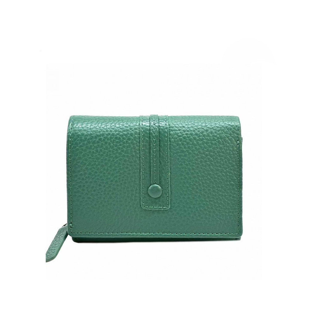 Portafoglio da donna verde in pelle 12.5x10.5 cm - Tris