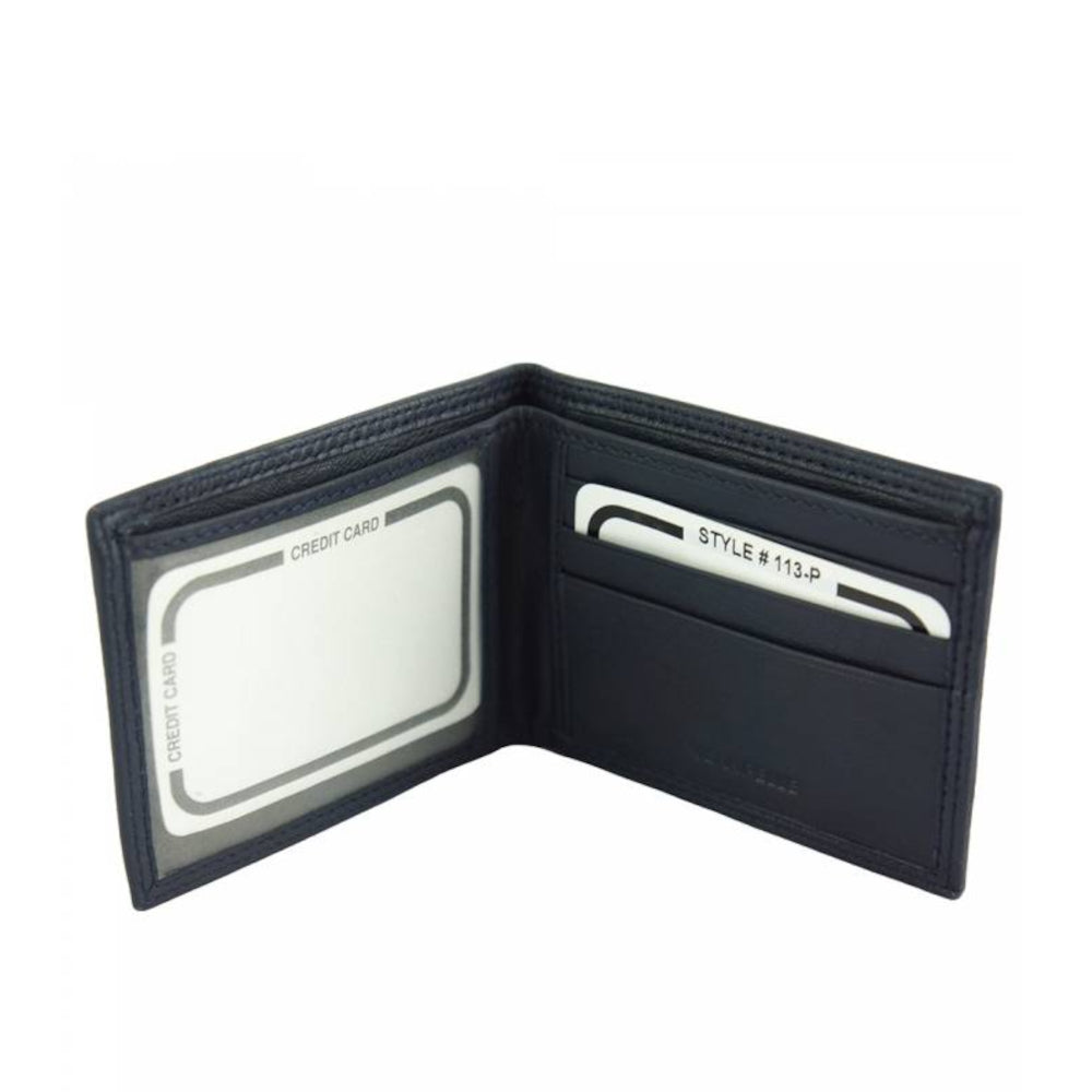 Portafoglio da uomo Blu Scuro in pelle 22x8 cm Leo Mini