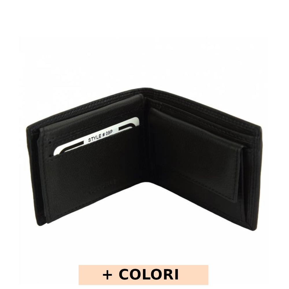 Portafoglio da uomo Nero in pelle 22x8 cm Saffiro Mini