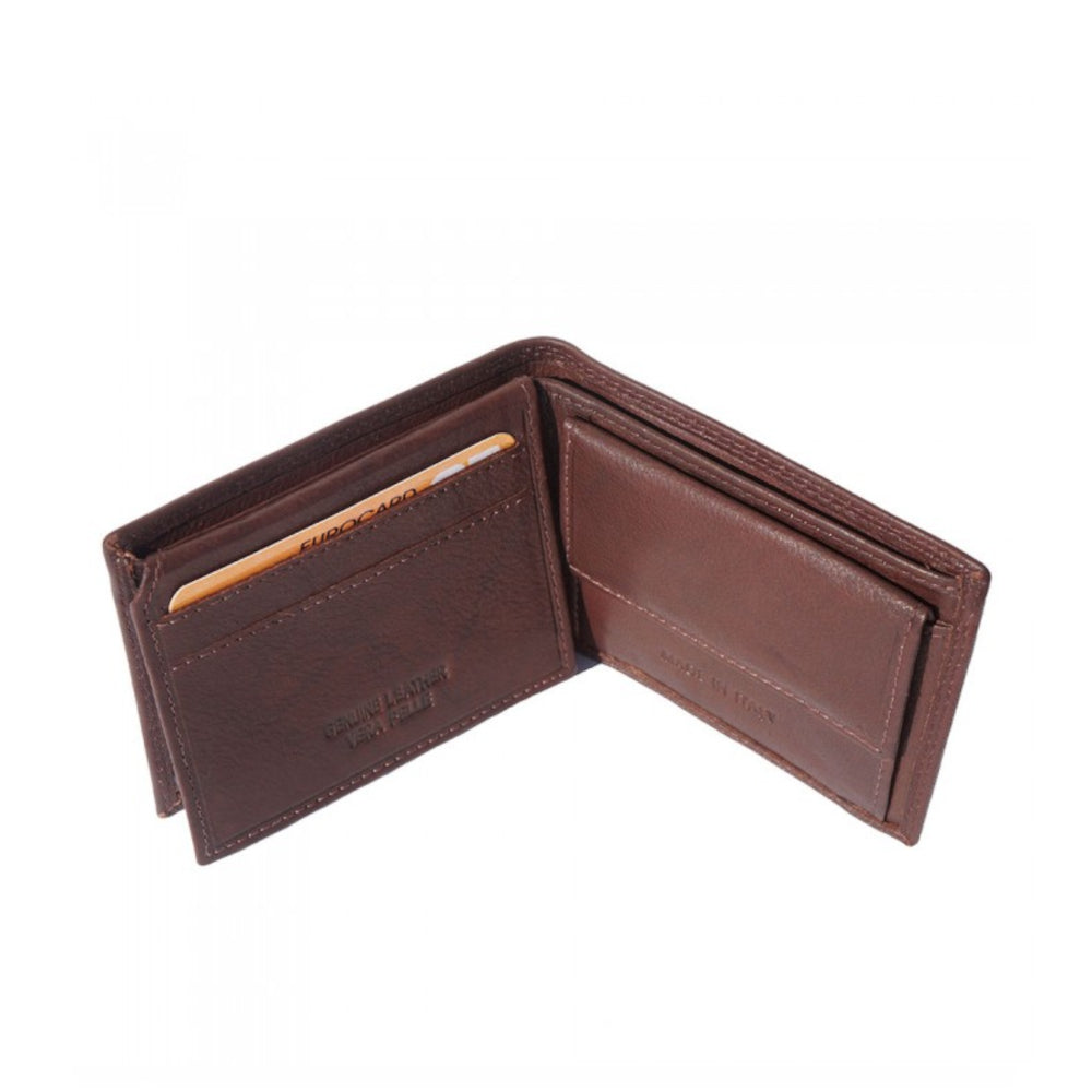 Portafoglio da uomo marrone in pelle 22x8 cm Saffiro Mini