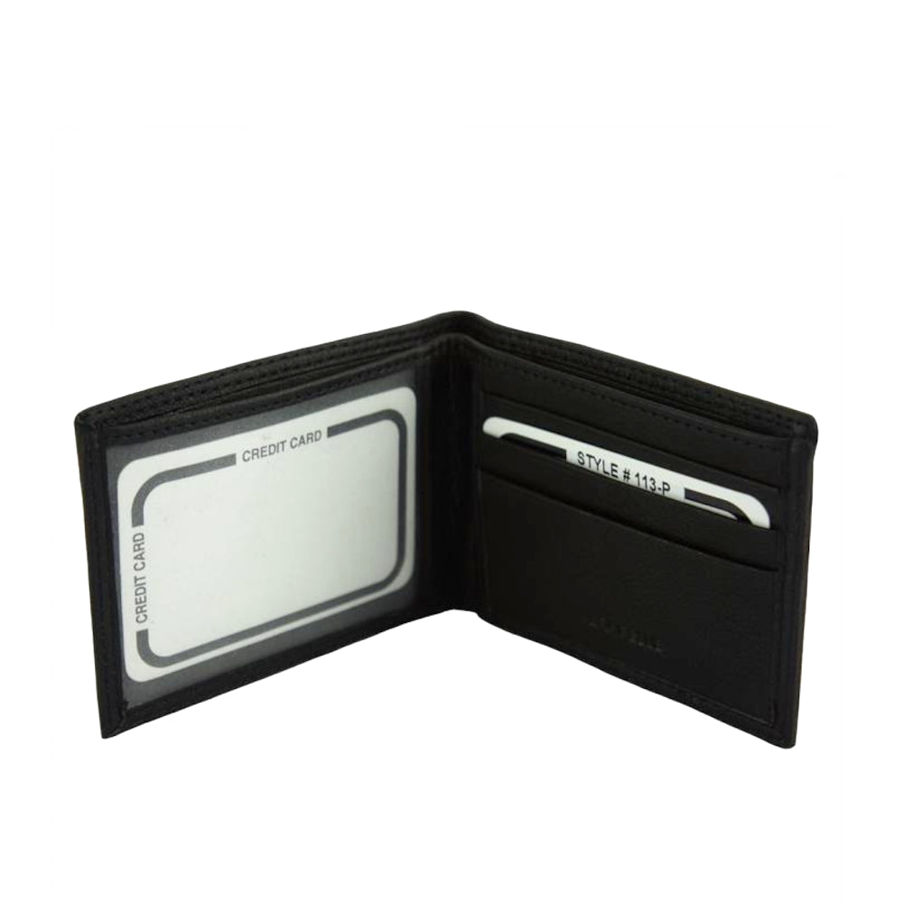 Portafoglio da uomo nero in pelle 22x8 cm Leo Mini