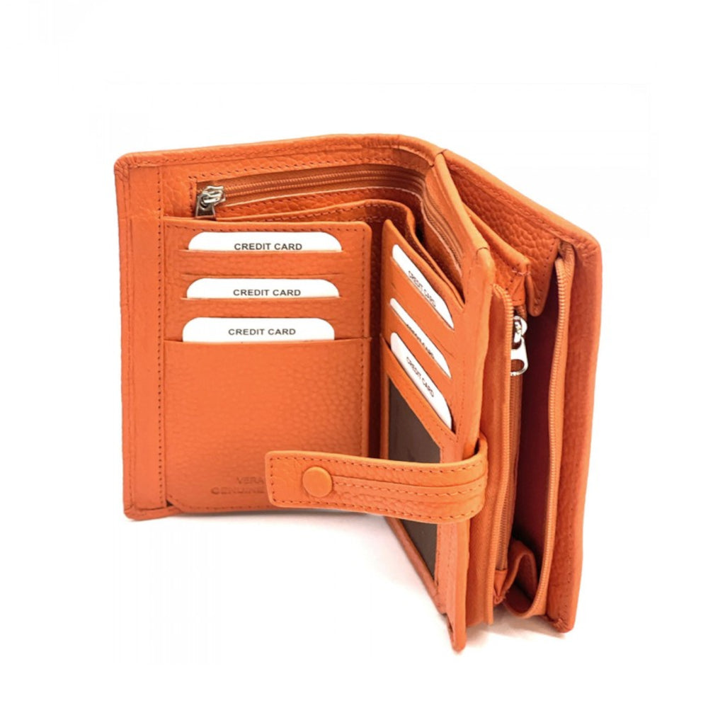Portafoglio donna Arancione in pelle 16x10 cm Flora