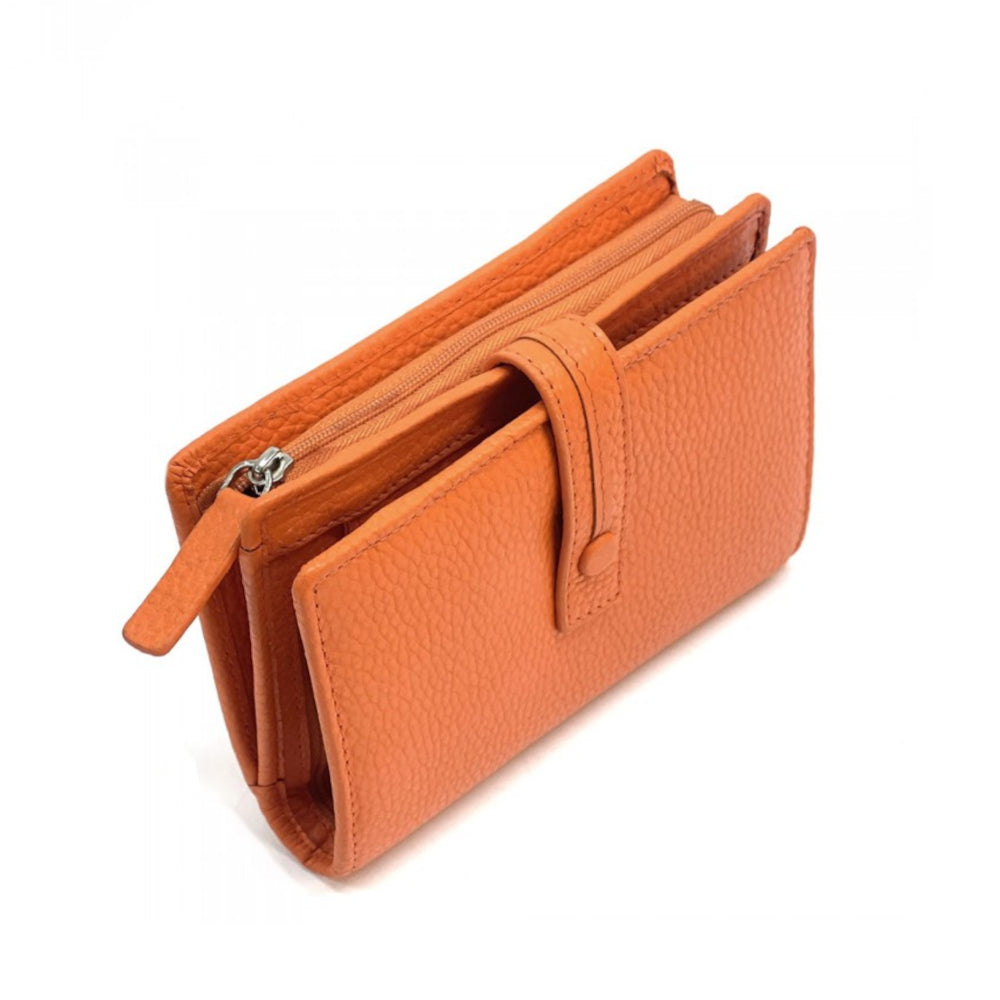 Portafoglio donna Arancione in pelle 16x10 cm Flora