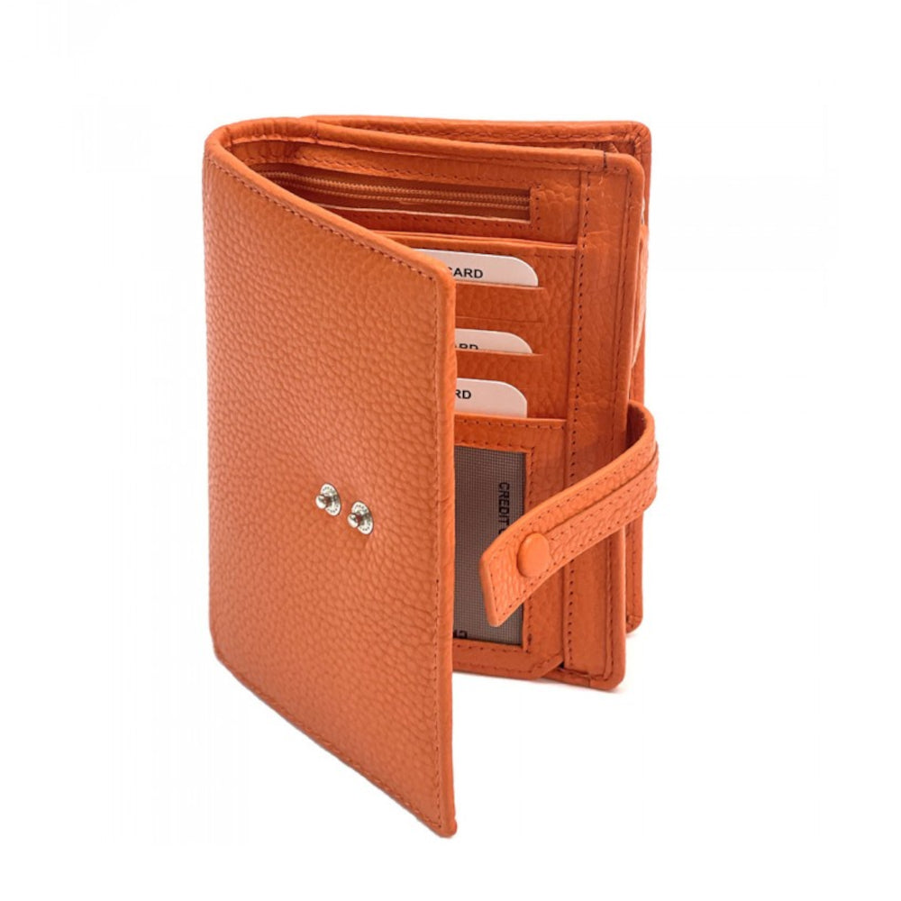 Portafoglio donna Arancione in pelle 16x10 cm Flora