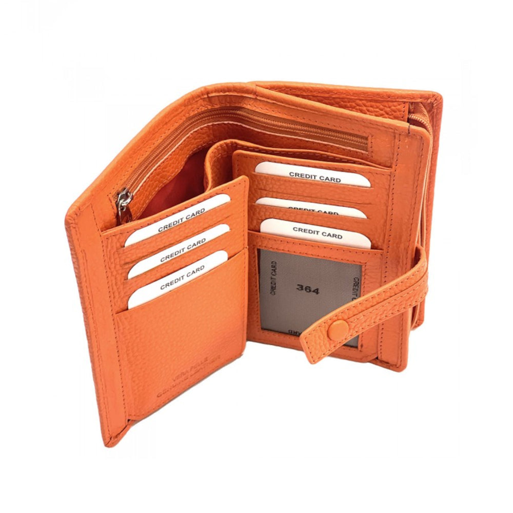 Portafoglio donna Arancione in pelle 16x10 cm Flora