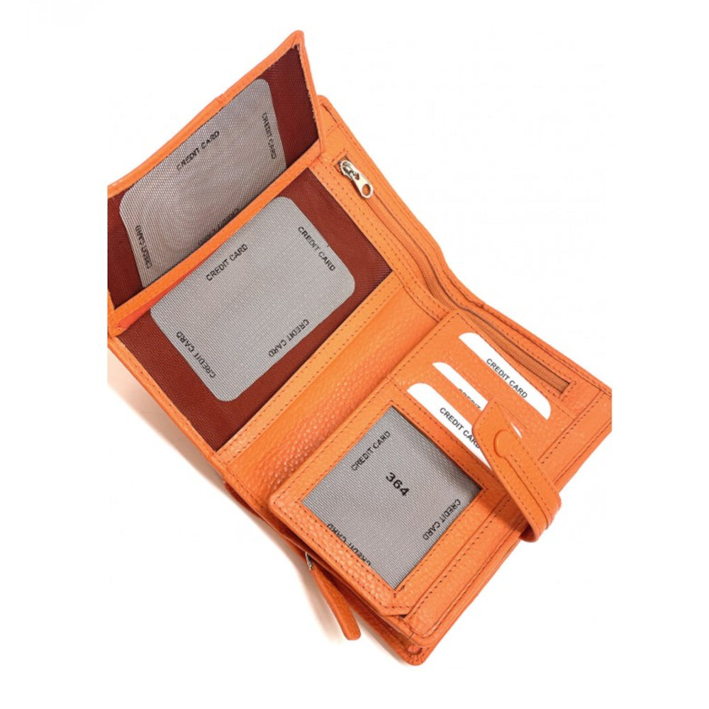 Portafoglio donna Arancione in pelle 16x10 cm Flora