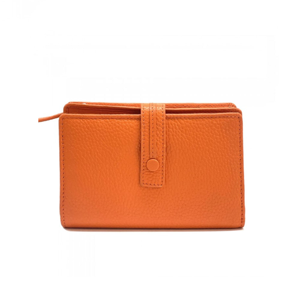 Portafoglio donna Arancione in pelle 16x10 cm Flora