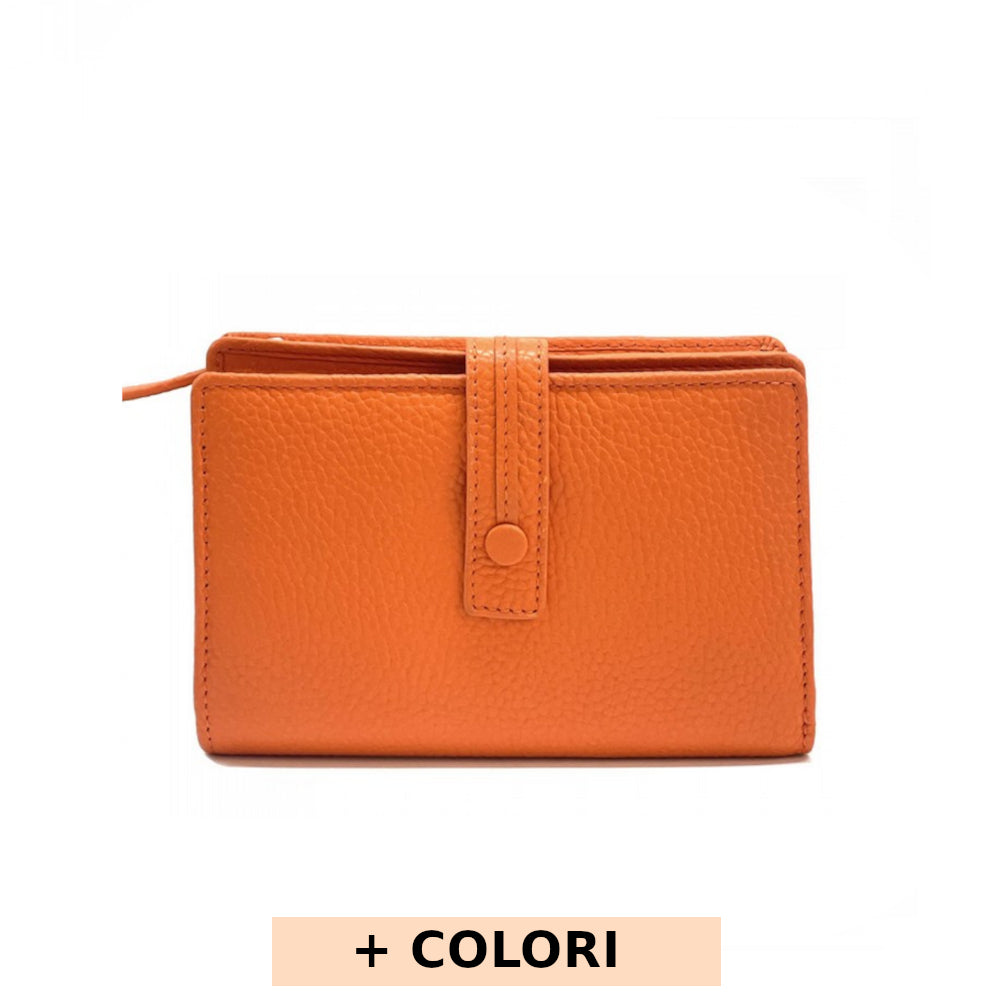 Portafoglio donna Arancione in pelle 16x10 cm Flora