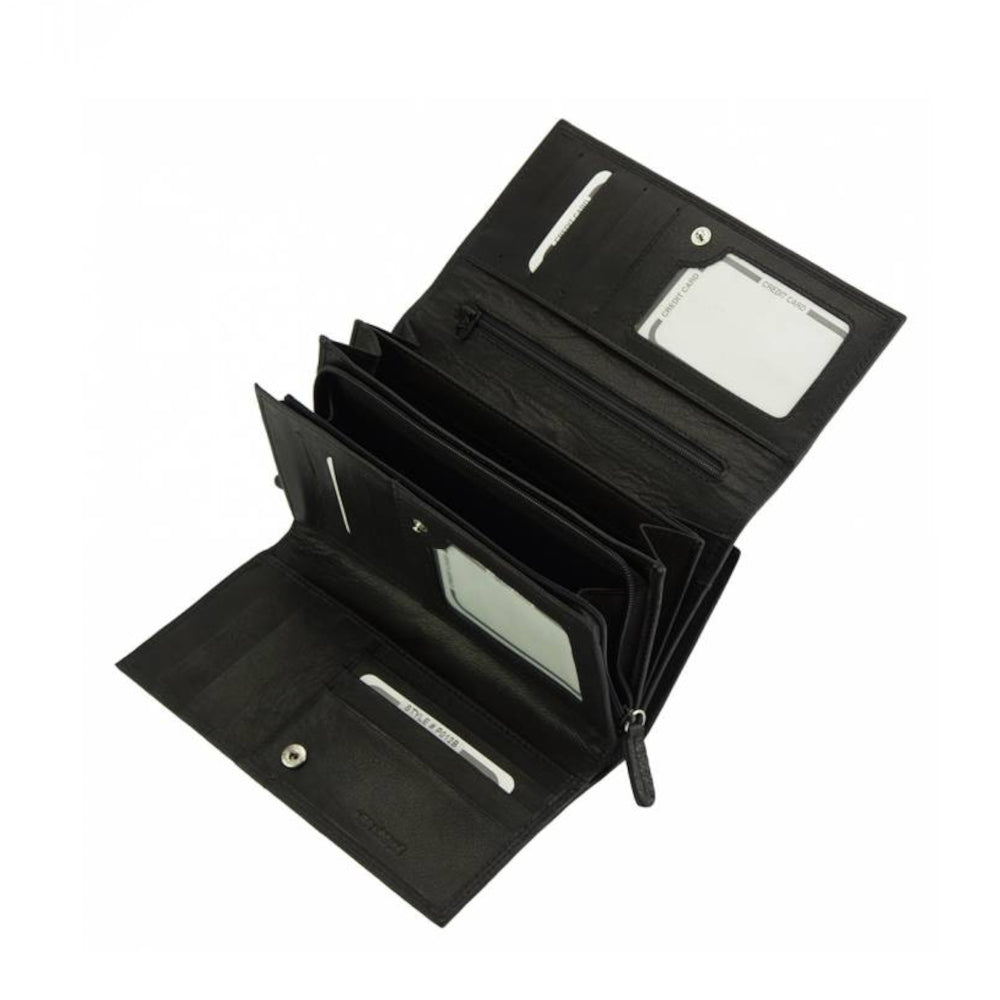 Portafoglio donna Nero in pelle 19x11 cm Aurora