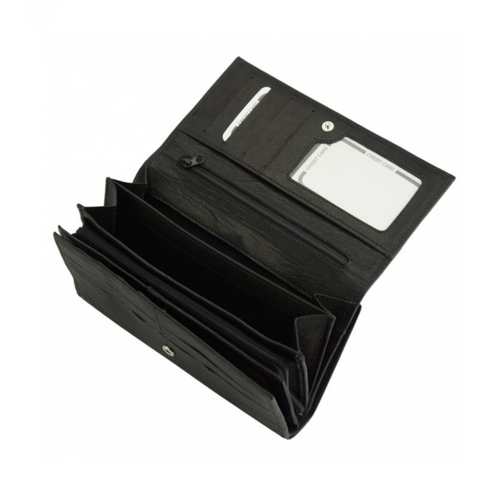 Portafoglio donna Nero in pelle 19x11 cm Aurora