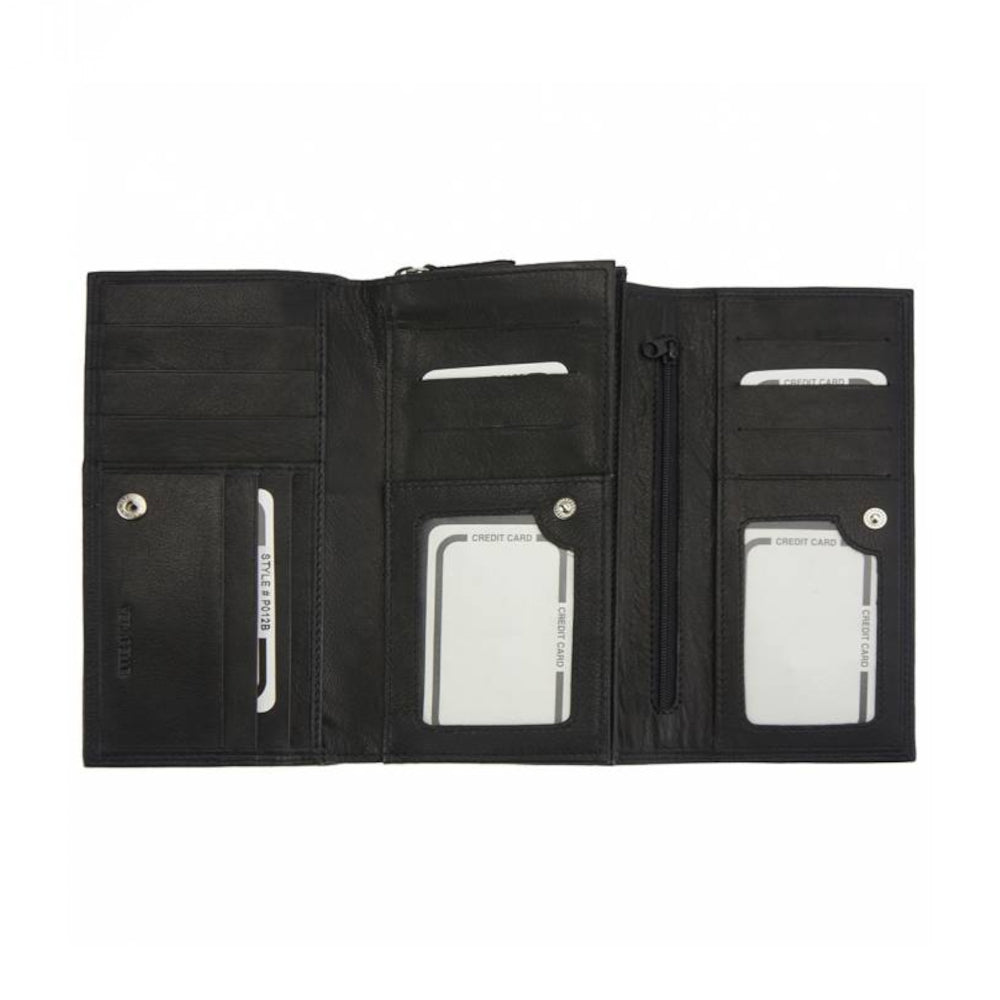 Portafoglio donna Nero in pelle 19x11 cm Aurora