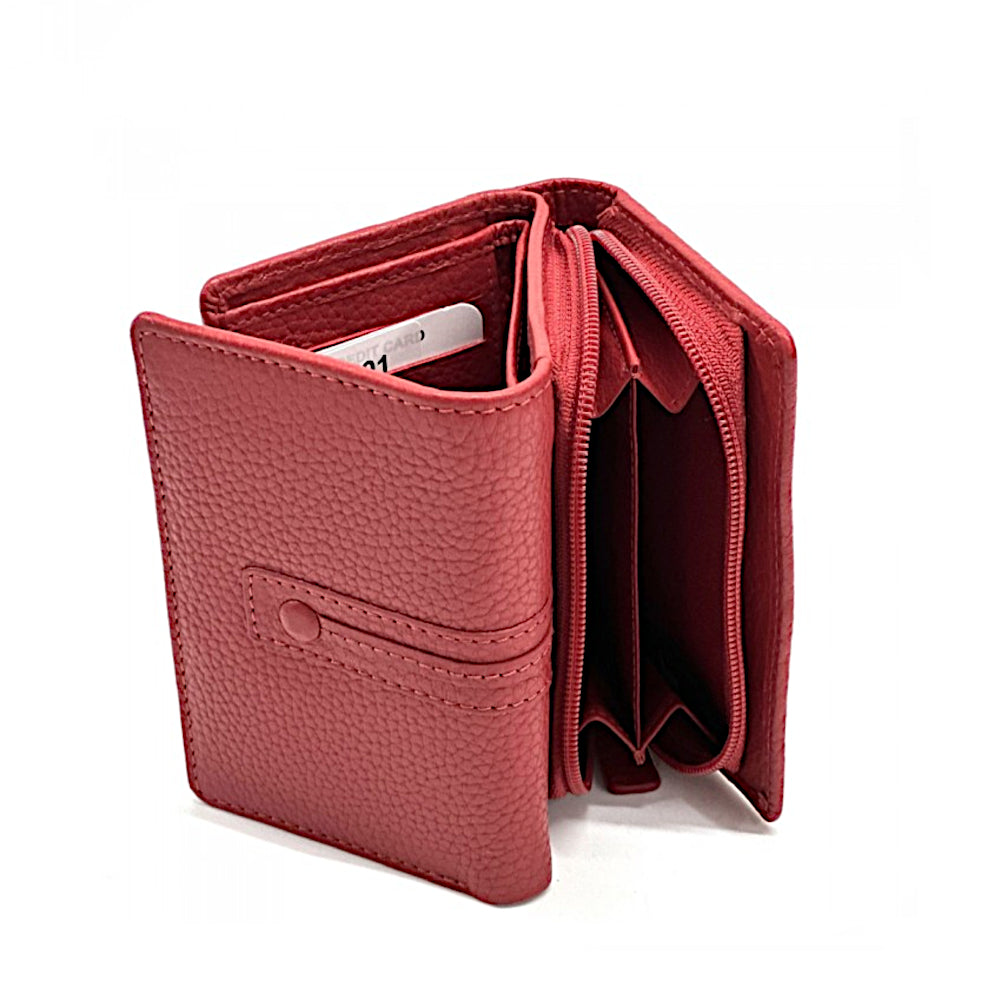 Portafoglio donna Rosso Chiaro in pelle 12.2x9 cm Jessa