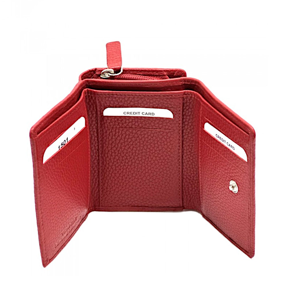 Portafoglio donna Rosso Chiaro in pelle 12.2x9 cm Jessa