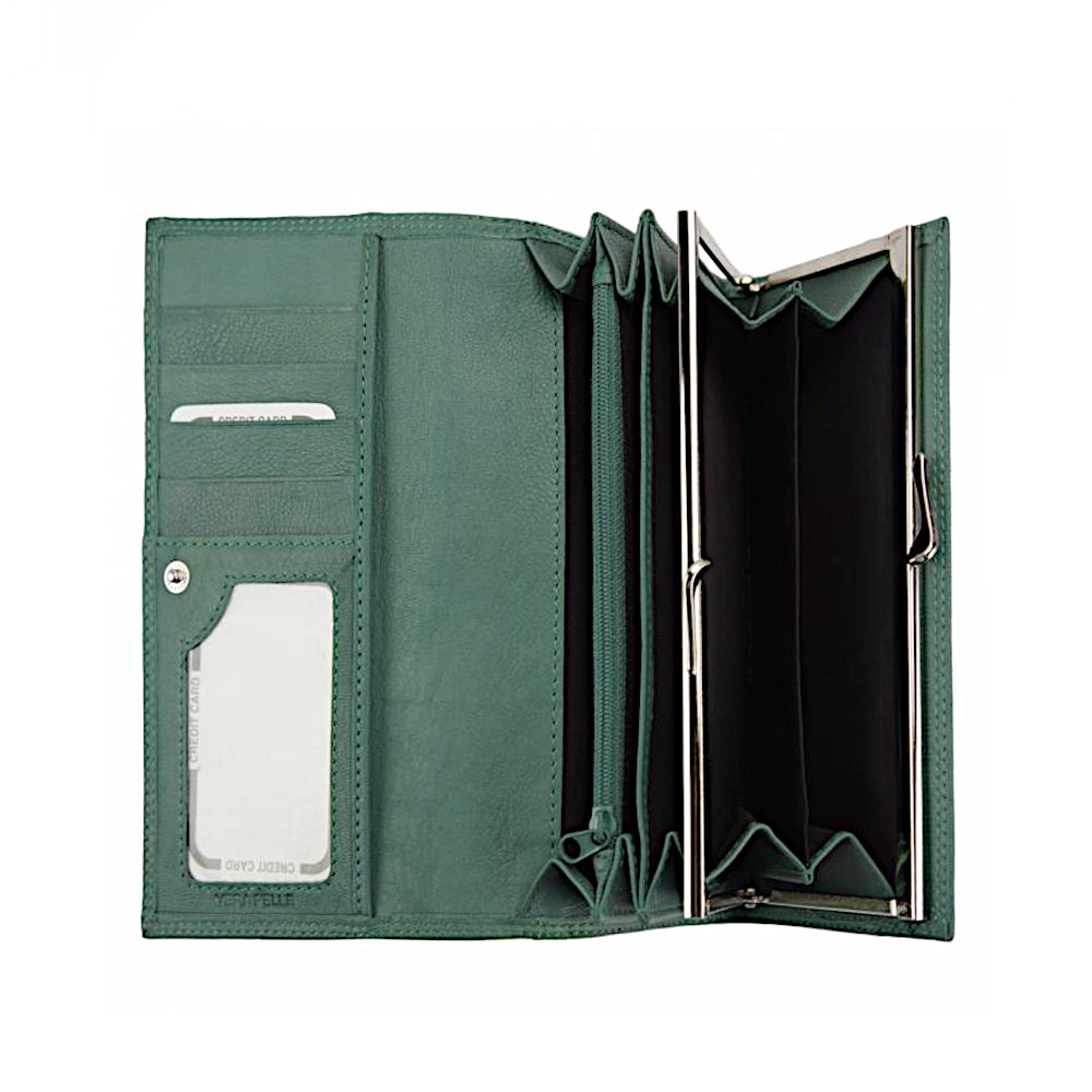 Portafoglio donna Turchese in pelle 18.5x11 cm Emilie