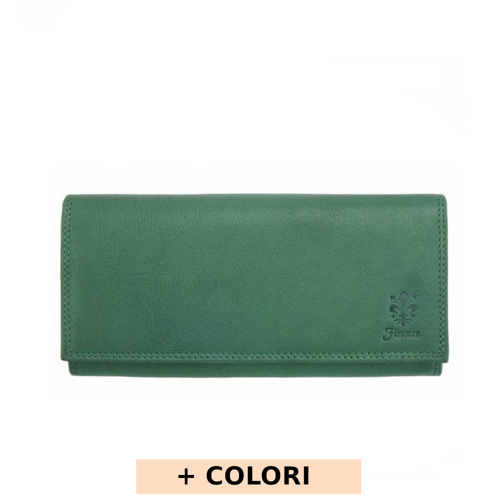 Portafoglio donna Turchese in pelle 18.5x11 cm Emilie