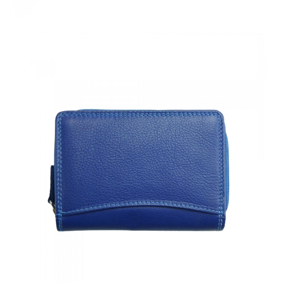 Portafoglio donna blu elettrico  in pelle 15x10 cm - Diamante