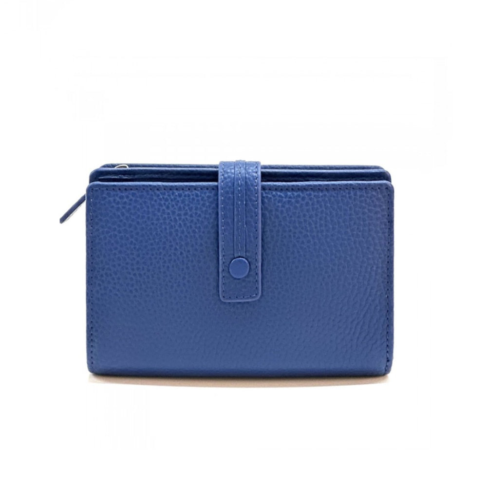 Portafoglio donna blu elettrico in pelle 16x10 cm Flora