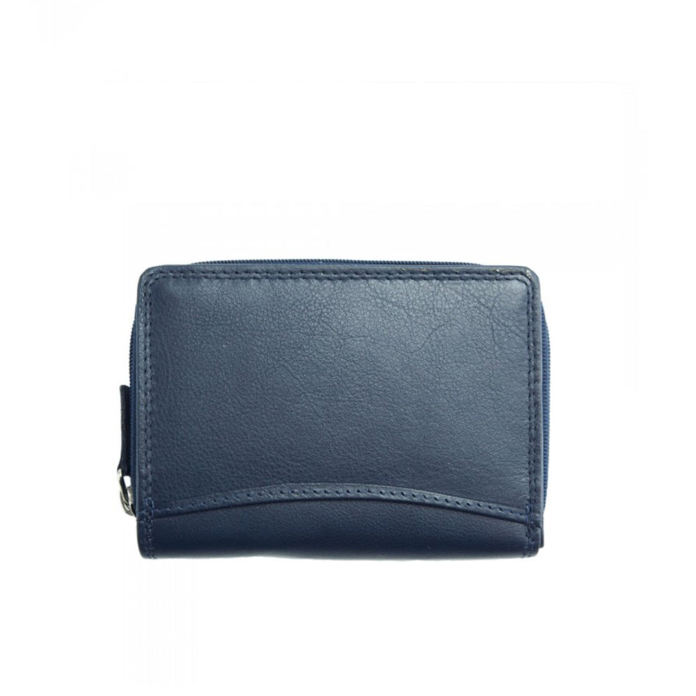 Portafoglio donna blu scuro in pelle 15x10 cm - Diamante