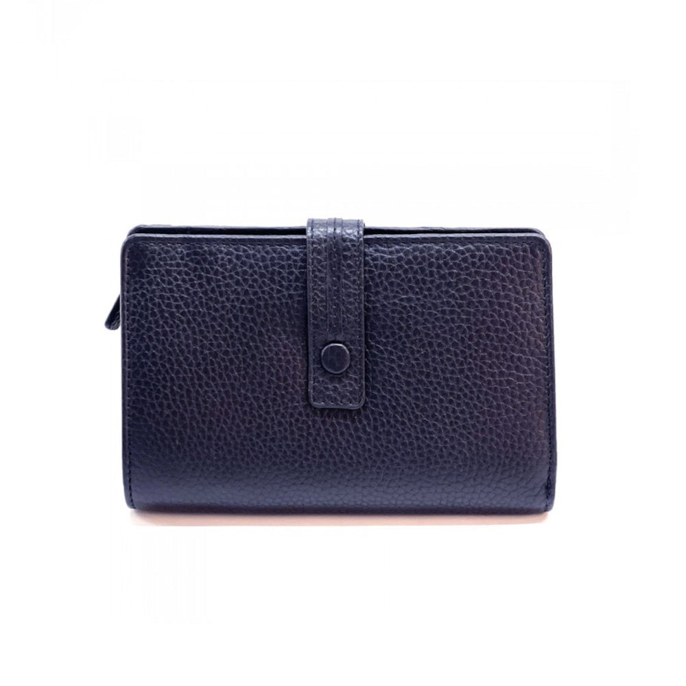 Portafoglio donna blu scuro in pelle 16x10 cm Flora